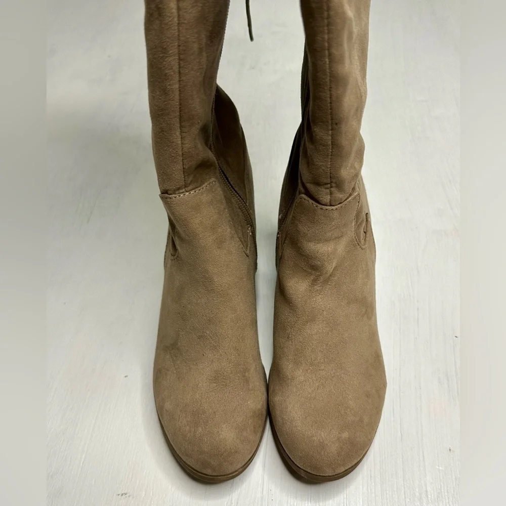 Madden Girl Over-the-Knee Boots • Taupe Faux Suede • G-Deedee • 5.5